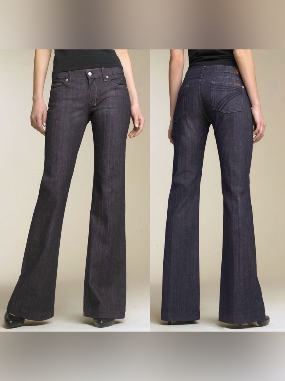 7 FOR ALL MANKIND Dojo Wide Leg Flare Bootcut Jeans Dark Mercer Wash USA Size 29